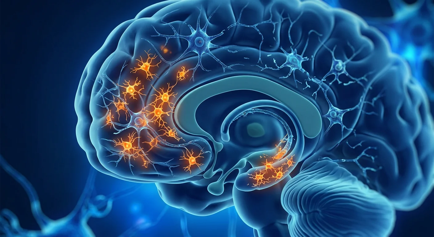 Scientific illustration of chemotherapy-induced cognitive impairment showing neuroinflammation and MSC-mediated hippocampal repair
