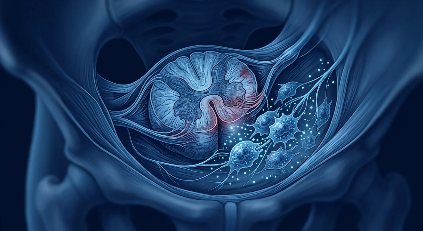 Mesenchymal stem cell therapy for chronic pelvic pain syndrome — pelvic neuroinflammation modulation illustration