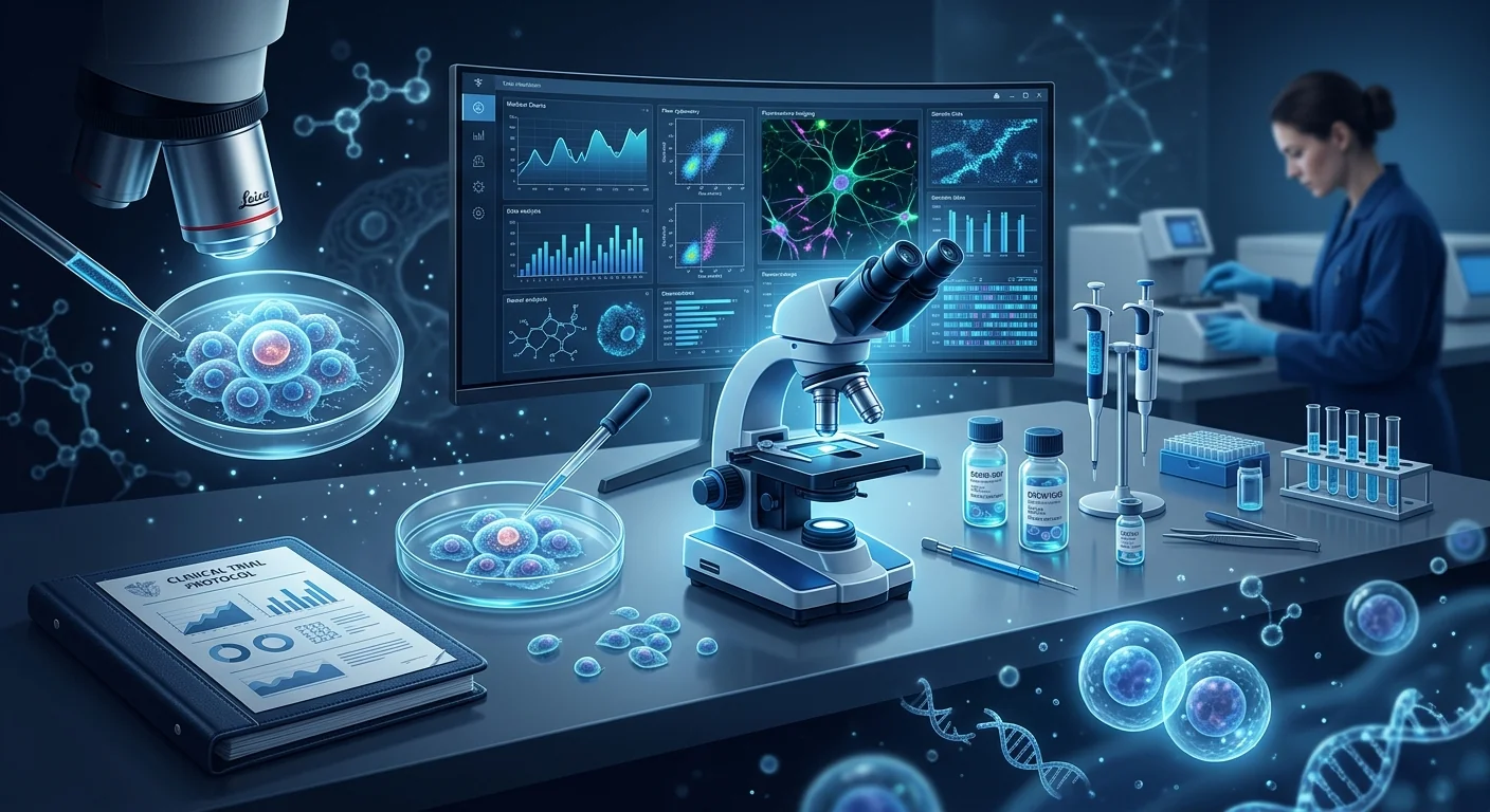 Clinical trial research environment — stem cell laboratory and clinical study documentation