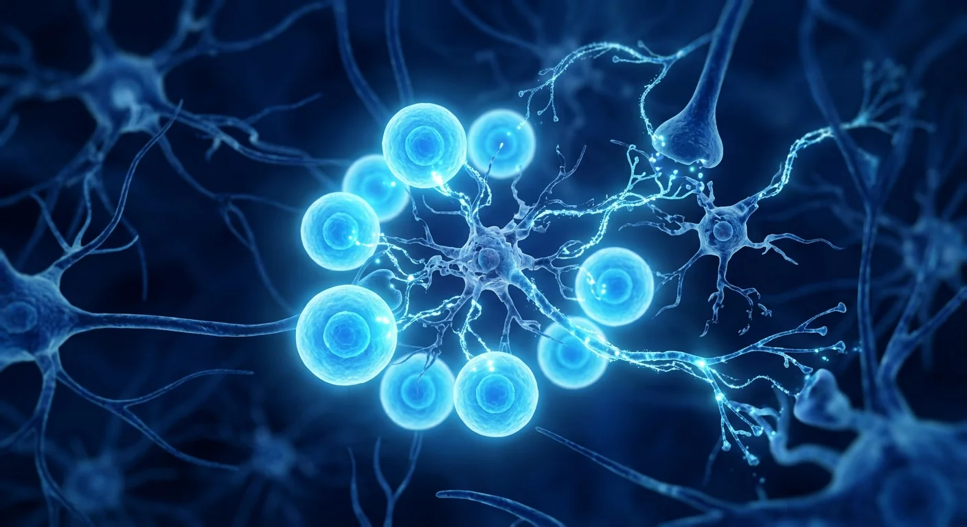 MSC neuroprotection in Huntington's disease — BDNF delivery, striatal neuron protection, and neuroinflammation suppression illustration
