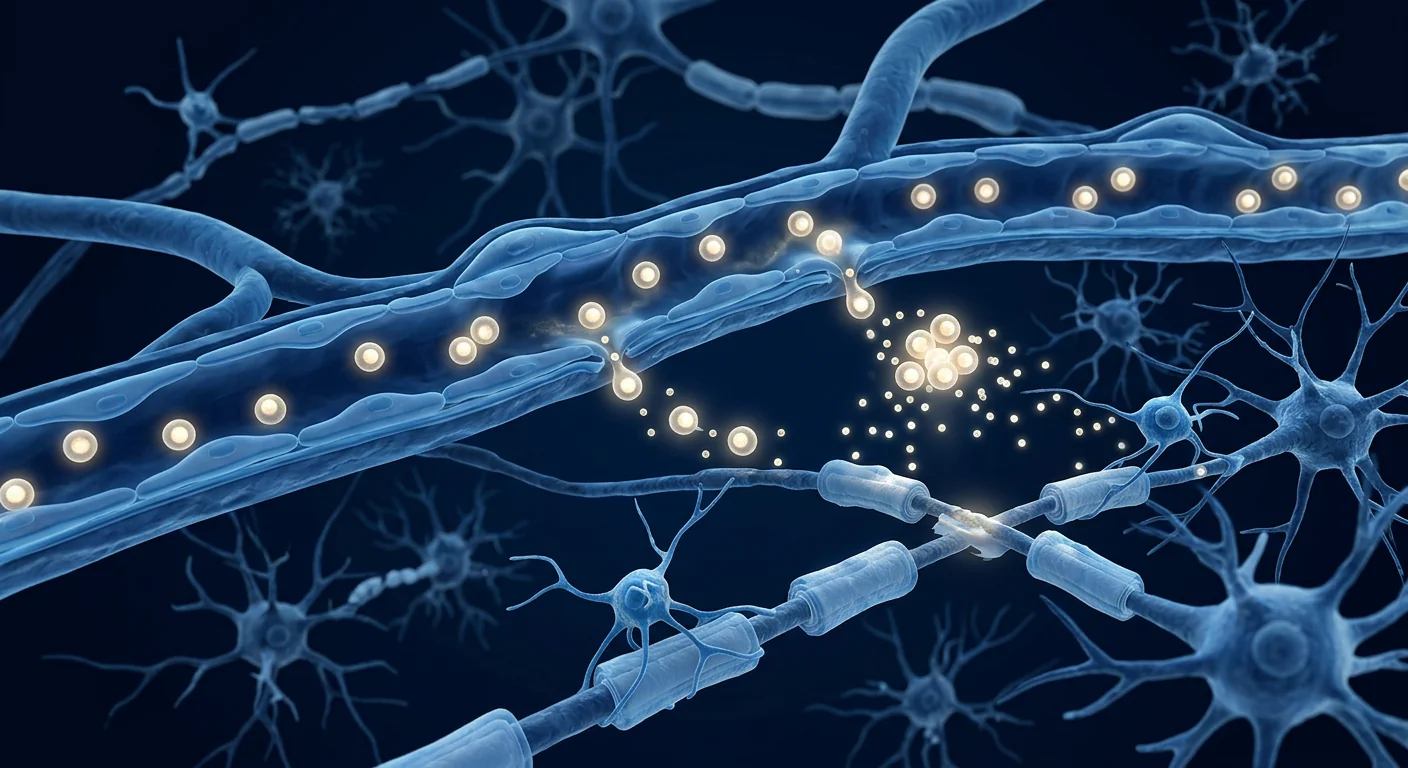 MSC therapy for neonatal HIE — stem cells crossing the blood-brain barrier, releasing neurotrophic factors BDNF and NGF, oligodendrocytes forming myelin sheaths