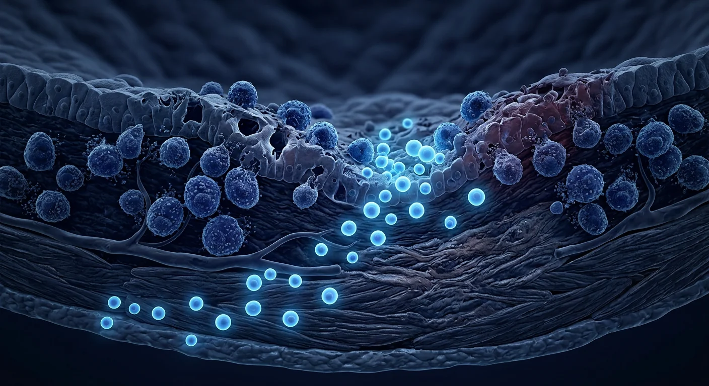 Cross-section of bladder wall showing mesenchymal stem cells migrating into damaged urothelium and reducing mast cell infiltration
