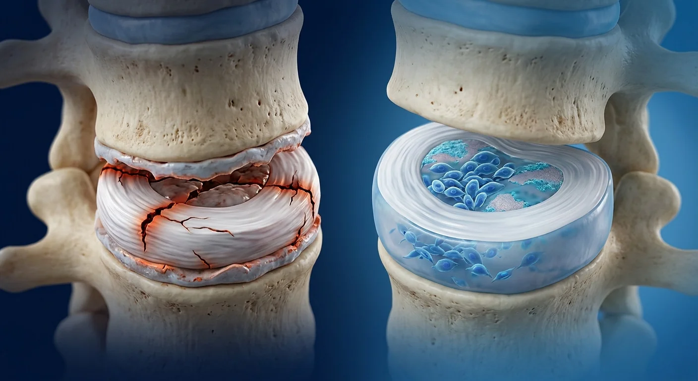 MSC therapy for lumbar disc degeneration — nucleus pulposus regeneration, disc height restoration, and intradiscal stem cell treatment