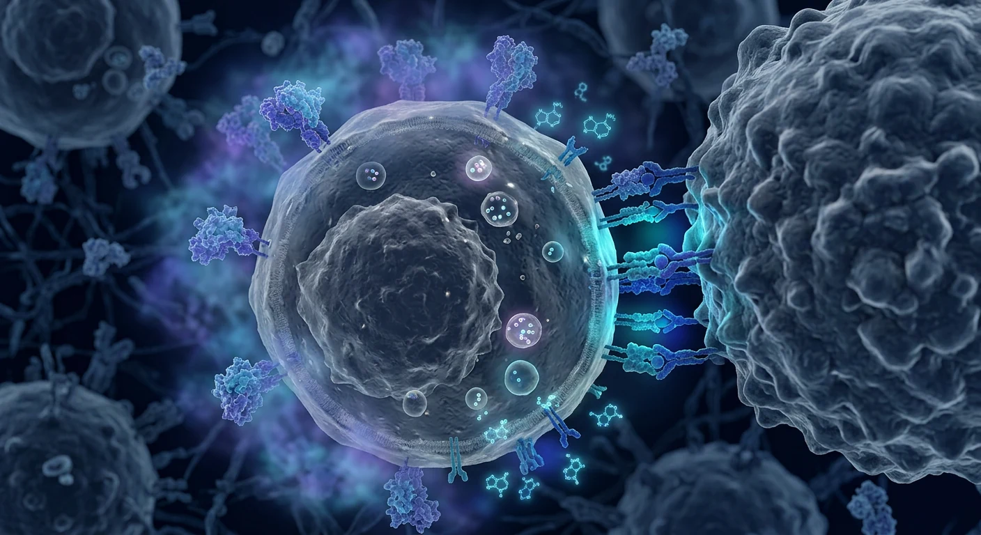 TGF-beta, PGE2, IDO and checkpoint signals surrounding an NK cell inside a suppressive tumor microenvironment