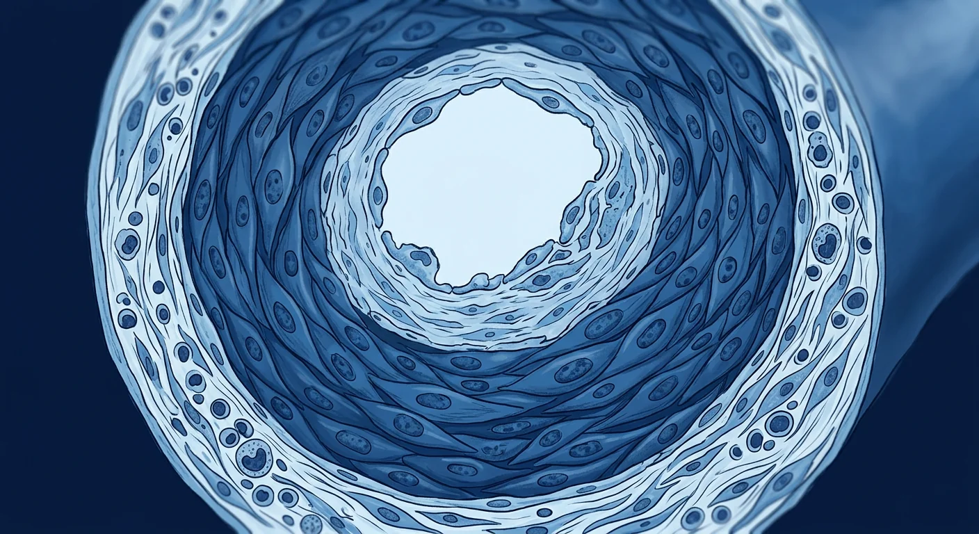 Illustration of pulmonary artery cross-section showing medial hypertrophy, intimal proliferation, and MSC-mediated immunomodulation in pulmonary hypertension