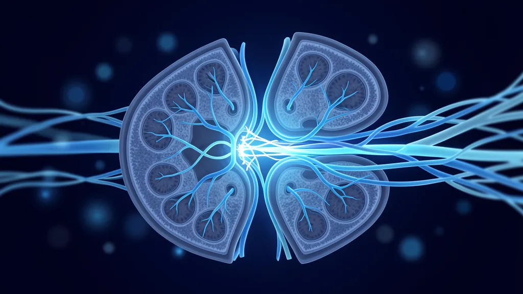 Scientific illustration of spinal cord nerve fibers and axons regenerating across an injury site